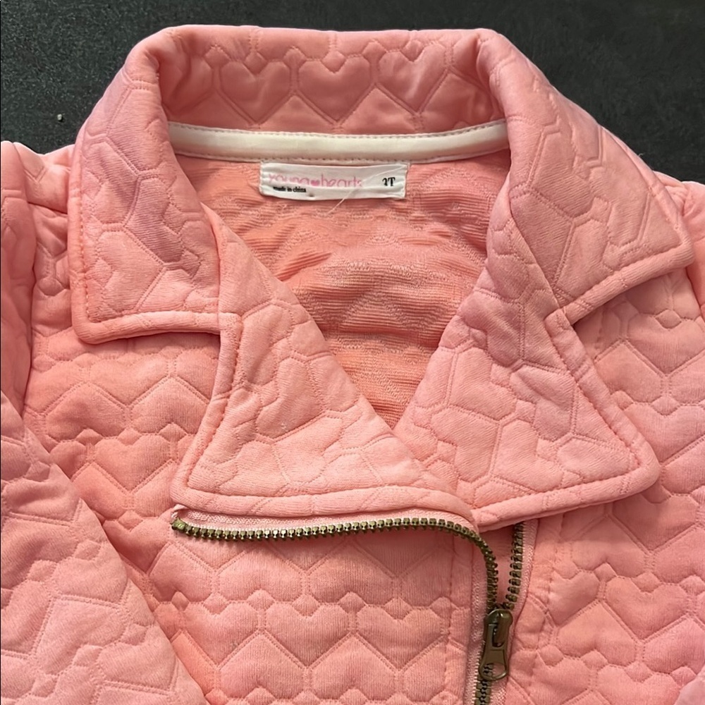 Pink Quilted Jacket with Gold Zipper